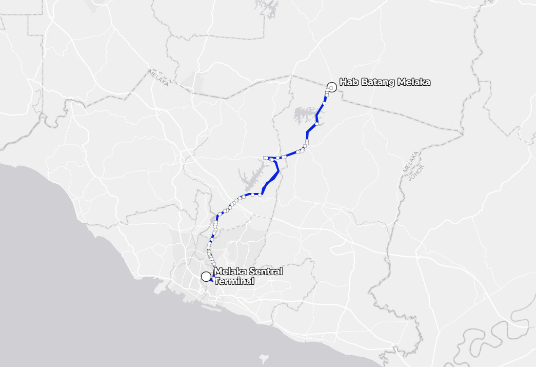 BAS.MY Melaka M30 Overview Route Map